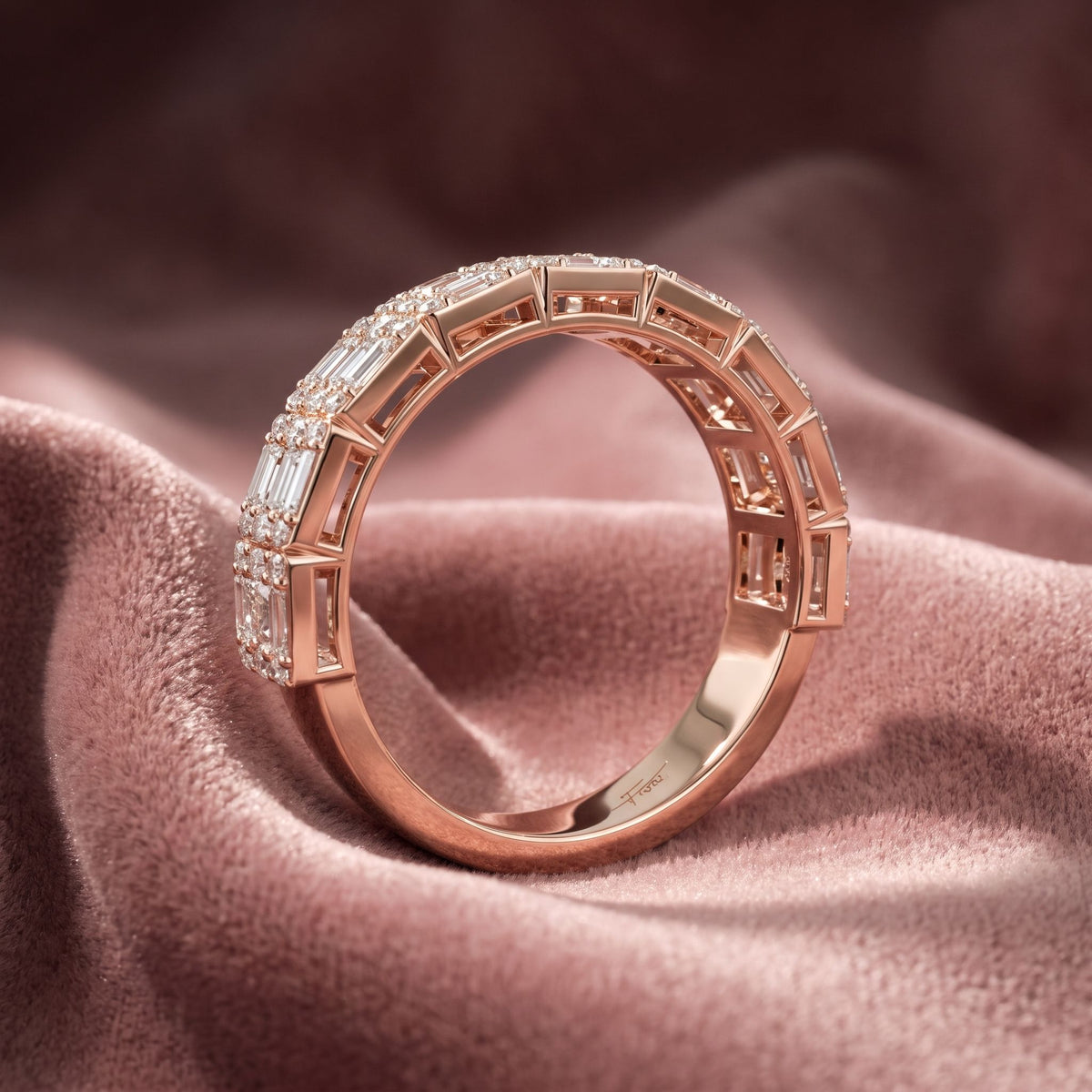 18K Eternity Baguette Diamond Ring — AI cloth, in-house