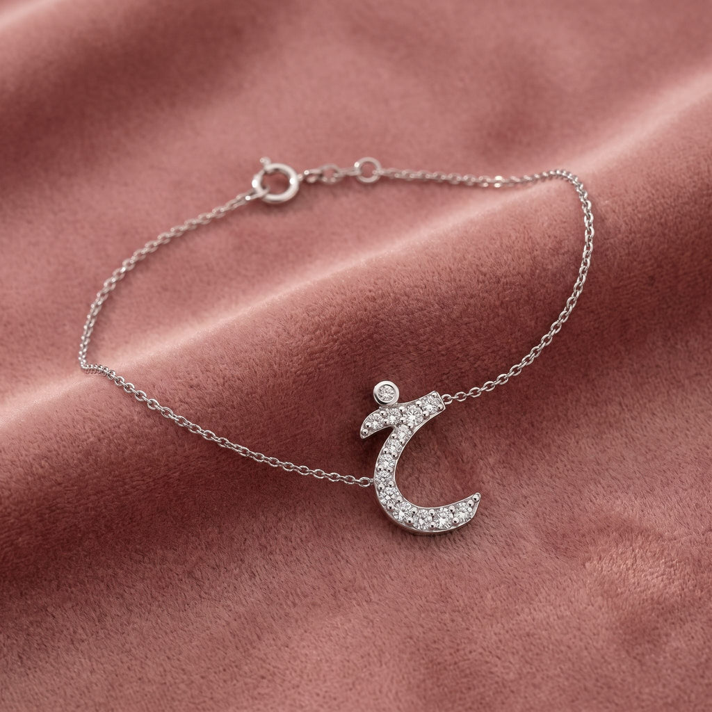 18K Arabic Alphabet Diamond Bracelet — AI cloth, in-house