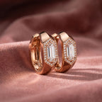 18K Fancy-Cut Diamond Huggie Hoop Earrings — AI cloth, in-house