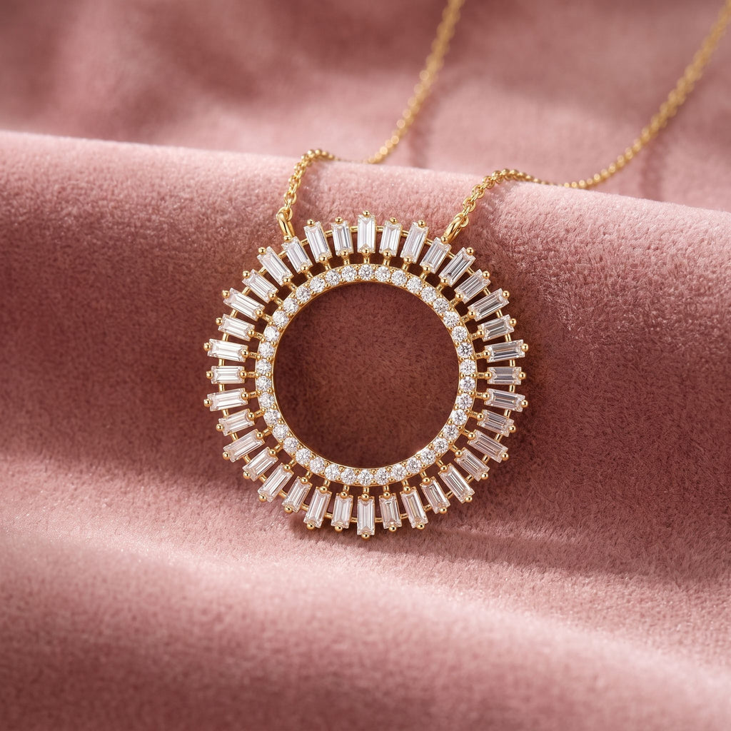 18K Abstract Diamond Pendant — AI cloth, in-house
