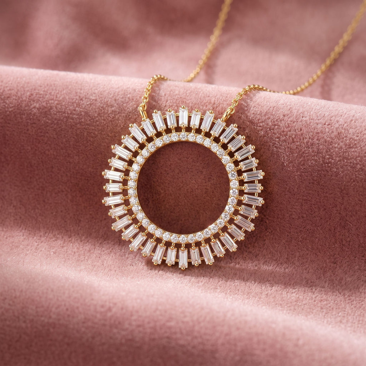 18K Abstract Diamond Pendant — AI cloth, in-house