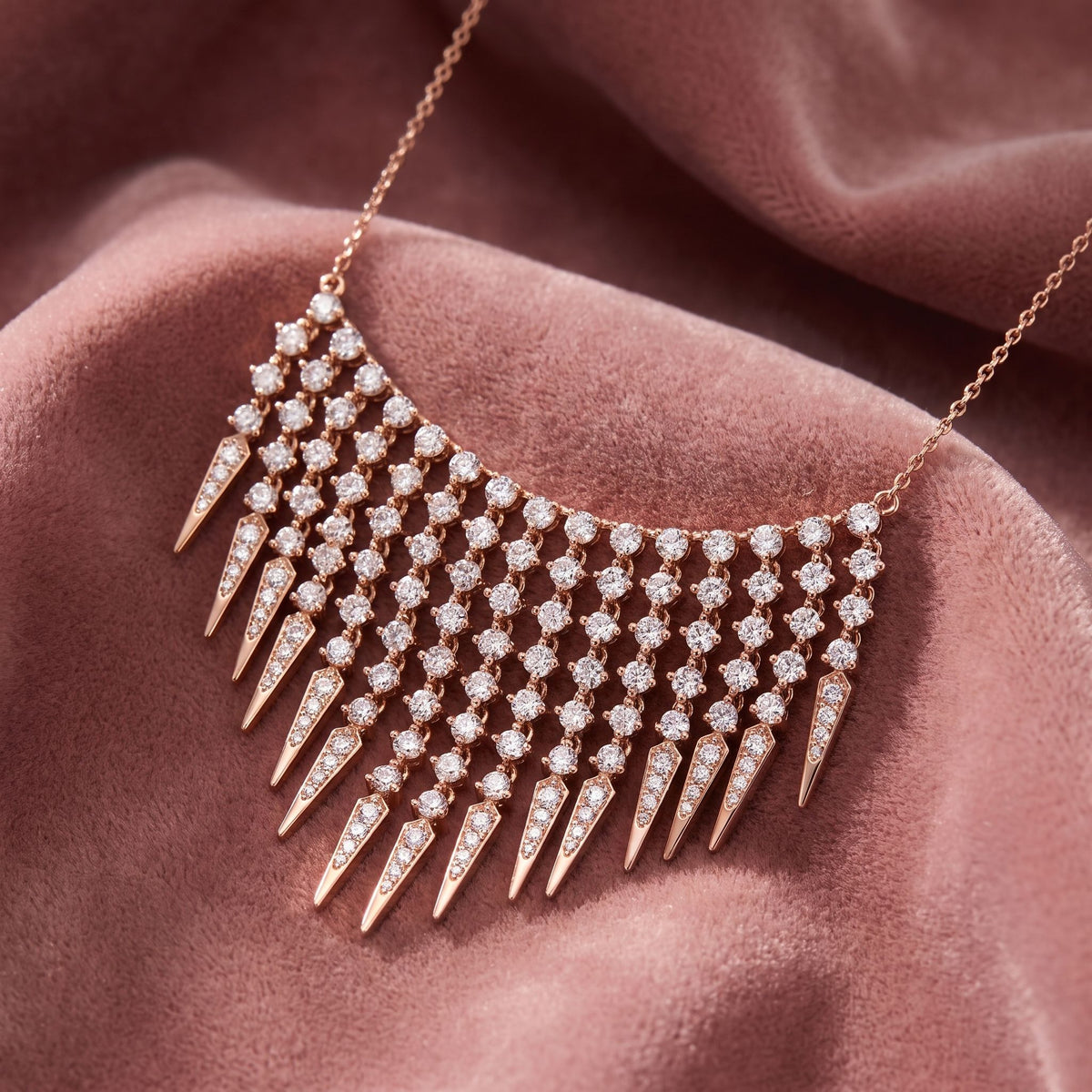 18K Bespoke V-Shape Round Diamond Pendant — AI cloth, in-house