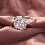 18K Halo Asscher Diamond Ring — AI cloth, in-house