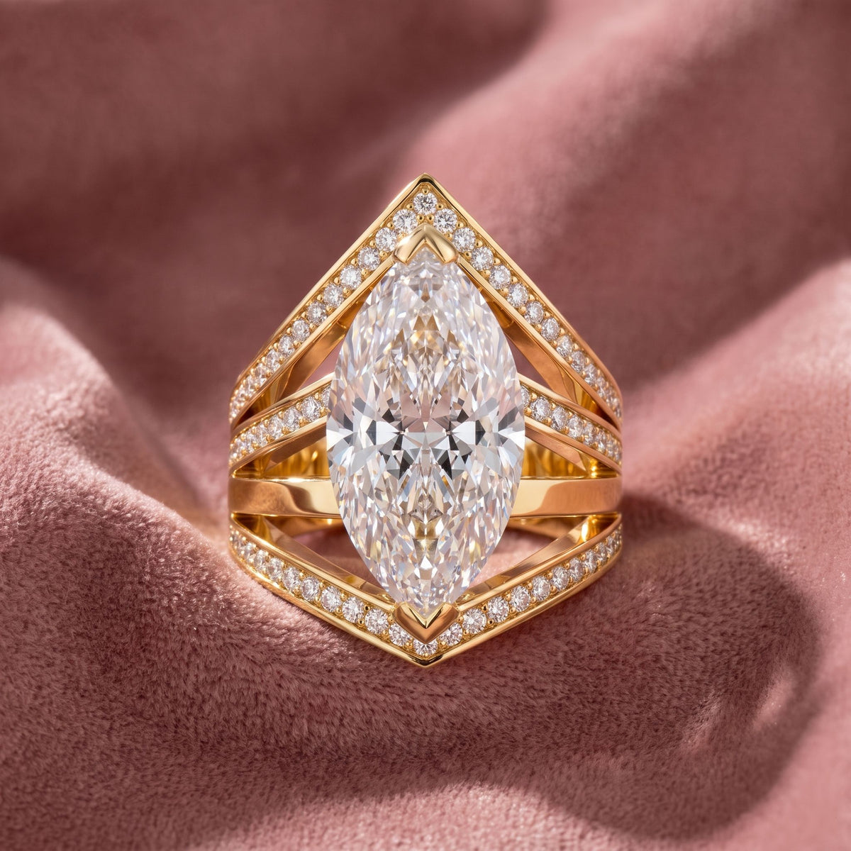 18K Bespoke Marquise Diamond Ring — AI cloth, in-house