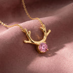 18K Antler Round Pink Diamond Pendant — AI cloth, in-house