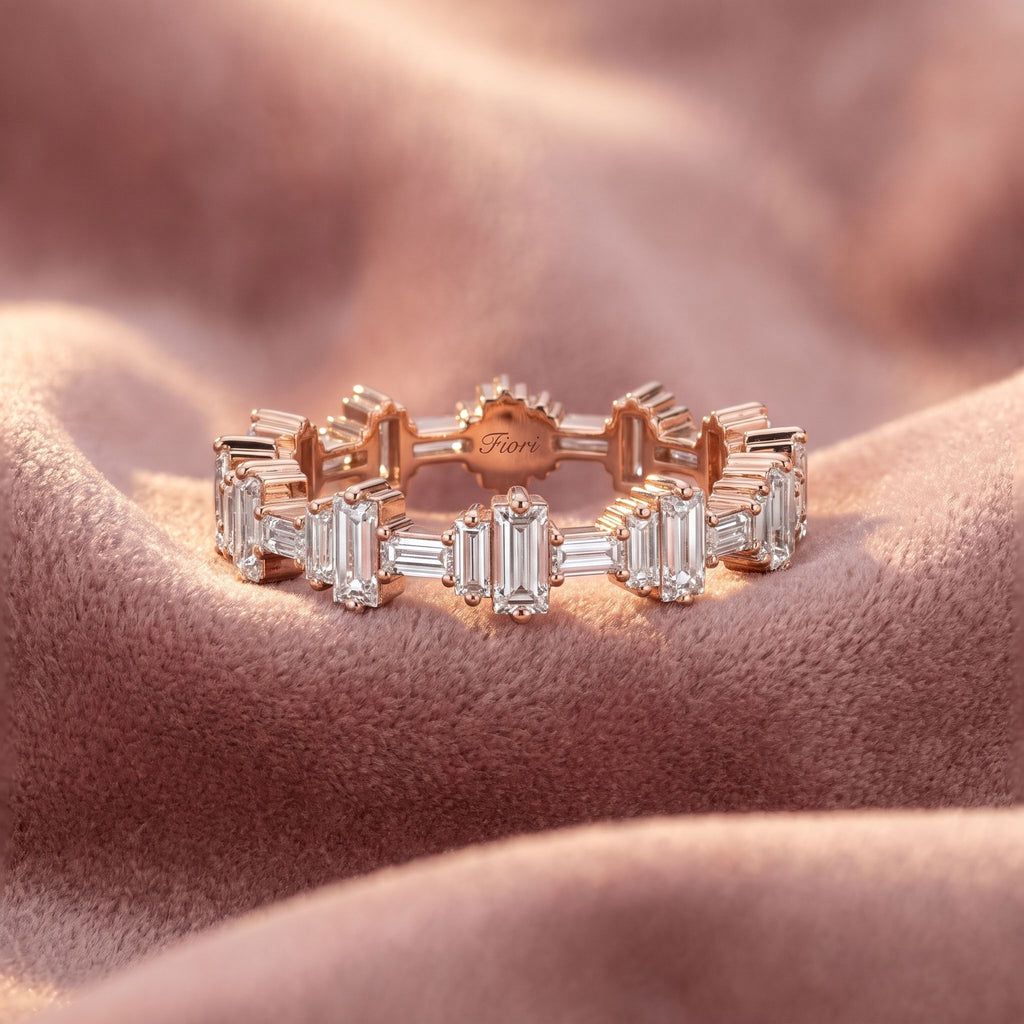 18K Baguette Eternity Diamond Ring — AI cloth, in-house