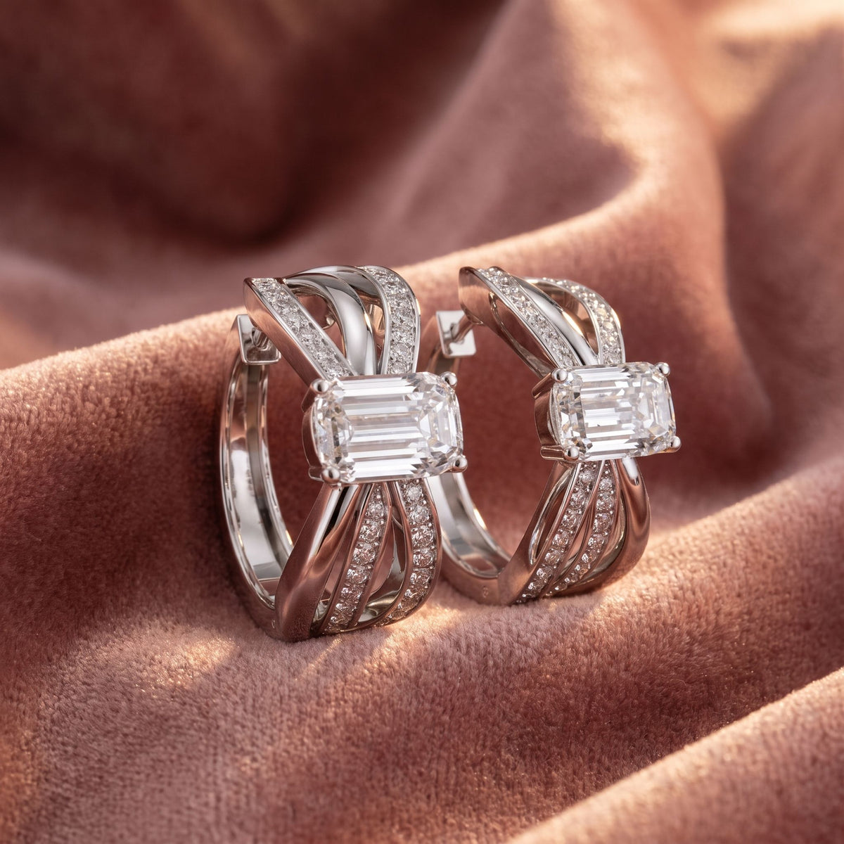 14K Baguette Diamond Earrings — AI cloth, in-house