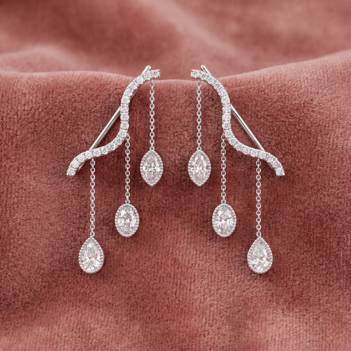 18K Bespoke Diamond Ear Cuff Earrings — AI cloth, in-house