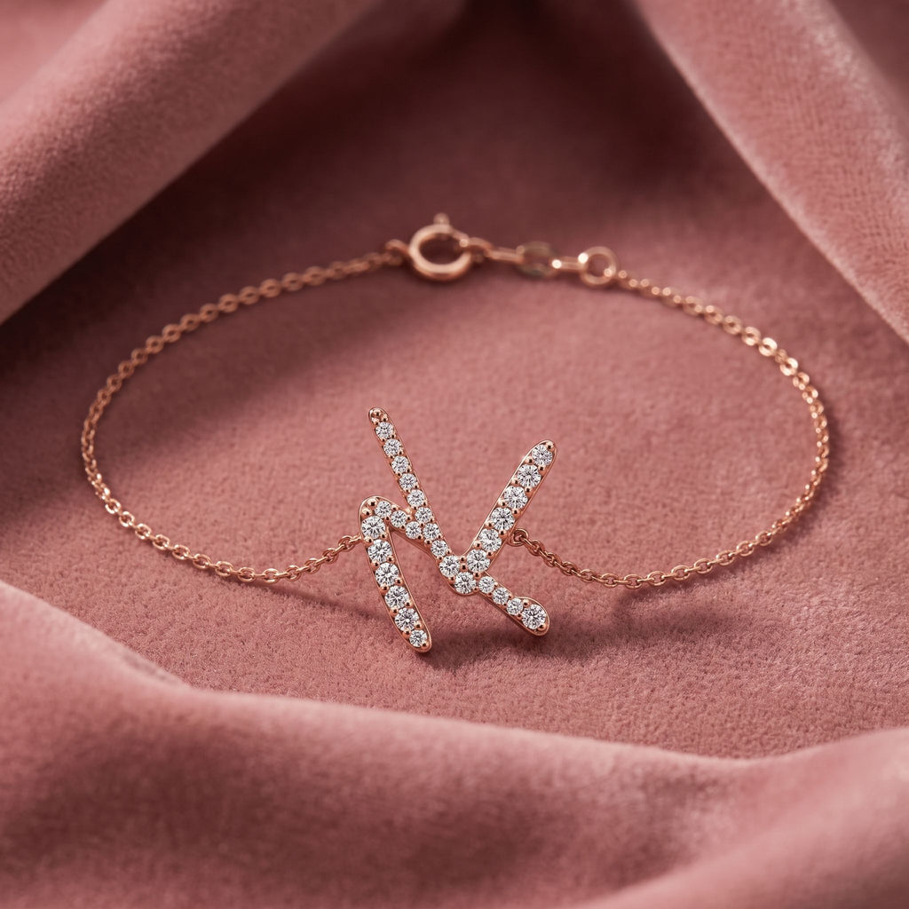 18K Alphabet Diamond Bracelet — AI cloth, in-house