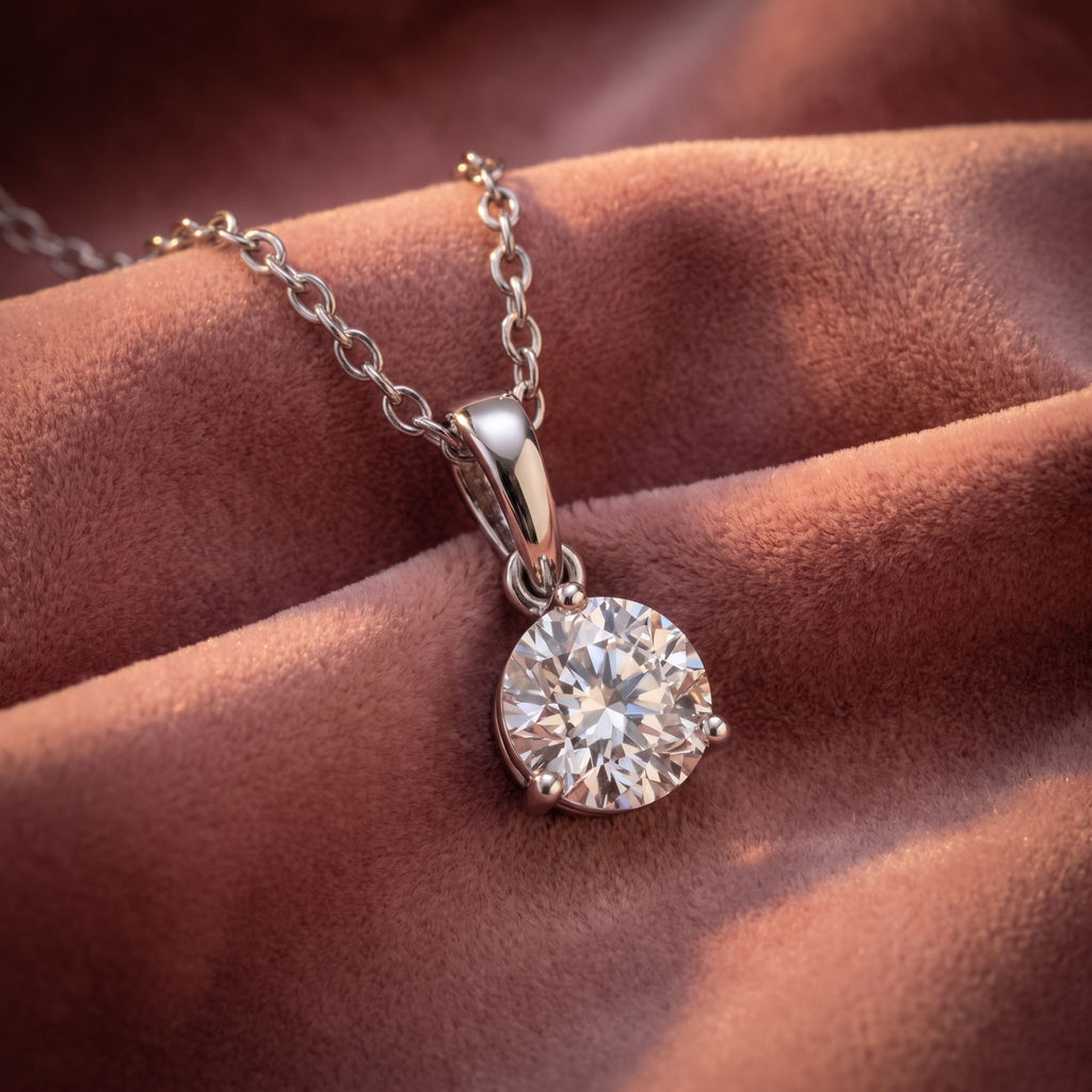 18K Solitaire Diamond Pendant — AI cloth, in-house
