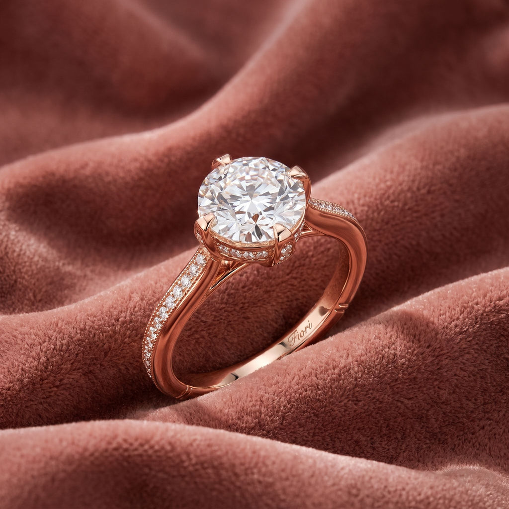 18K Solitaire Round Diamond Engagement Ring — AI cloth, in-house