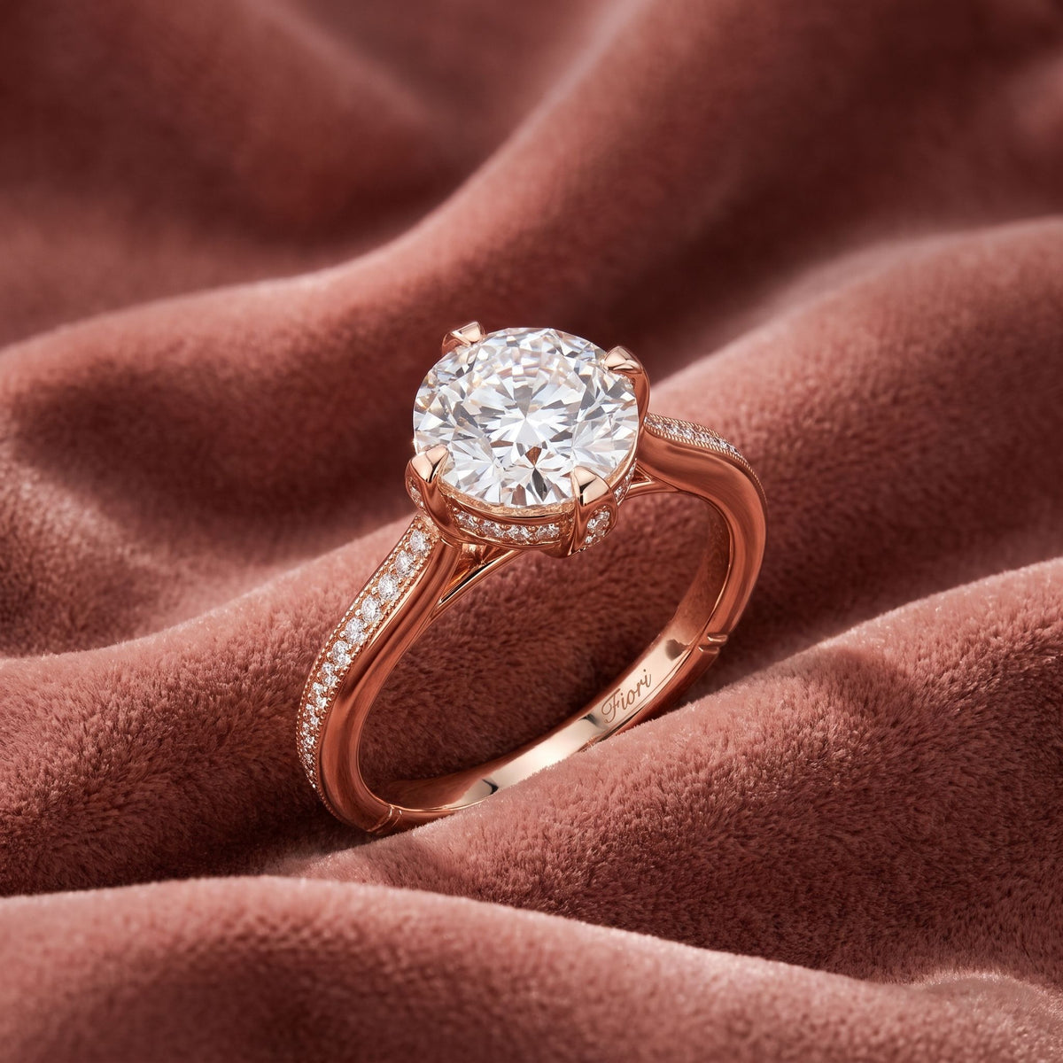 18K Solitaire Round Diamond Engagement Ring — AI cloth, in-house