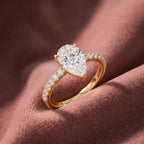 18K Solitaire Pear Diamond Engagement Ring — AI cloth, in-house