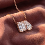 18K Emerald Cut Diamond Pendant — AI cloth, in-house