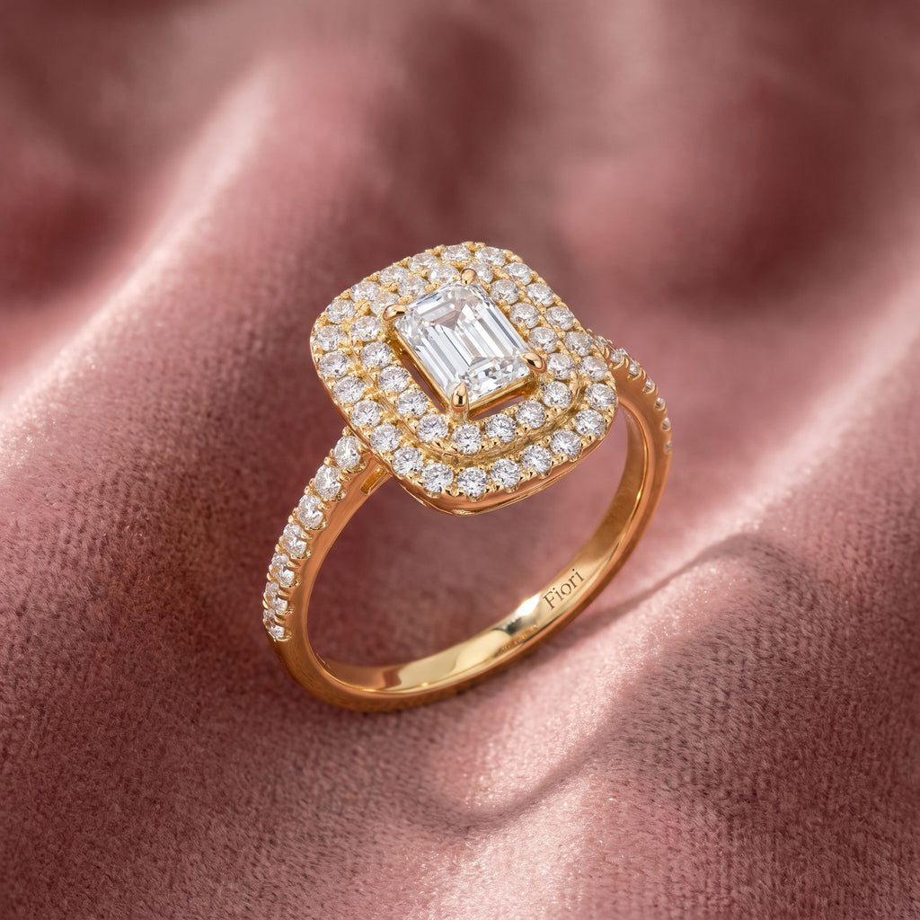 18K Halo Diamond Engagement Ring — AI cloth, in-house
