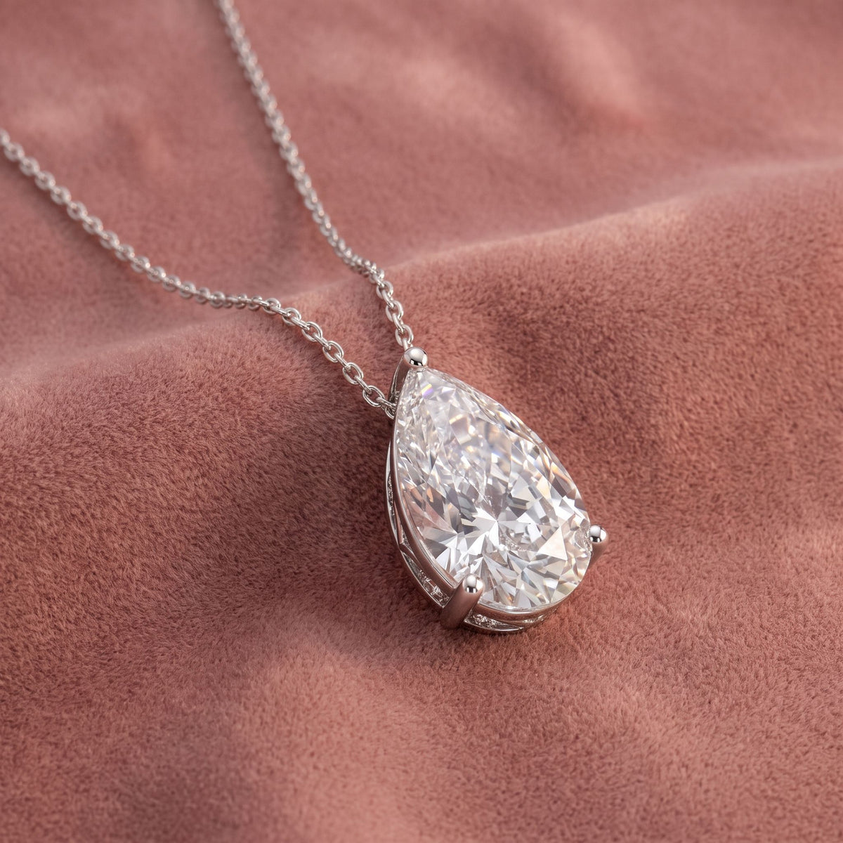 18K Solitaire Pear Diamond Pendant — AI cloth, in-house