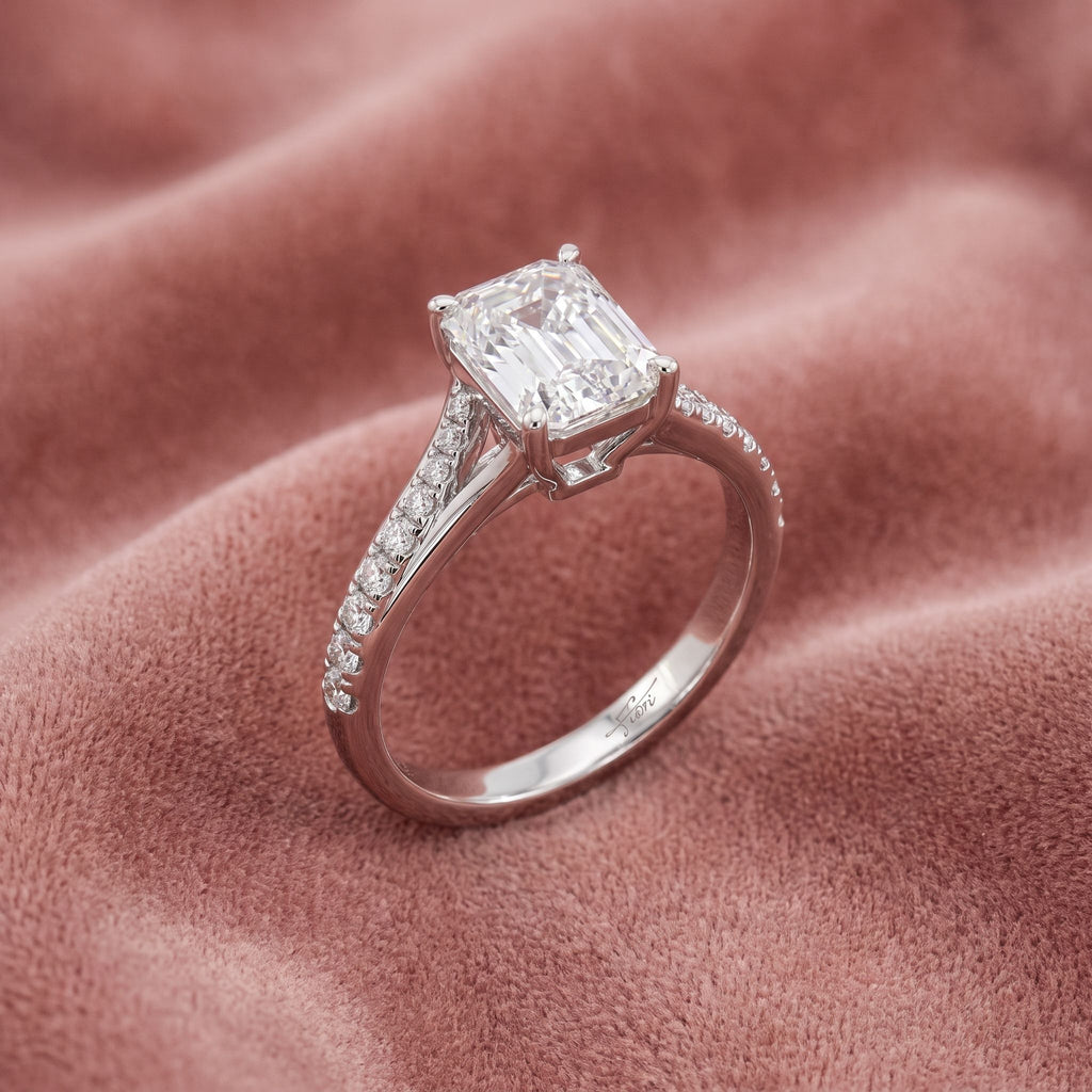 18K Solitaire Radiant Diamond Engagement Ring — AI cloth, in-house