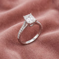 18K Solitaire Radiant Diamond Engagement Ring — AI cloth, in-house