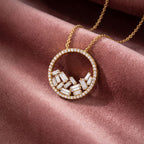18K Bespoke Baguette Diamond Pendant — AI cloth, in-house