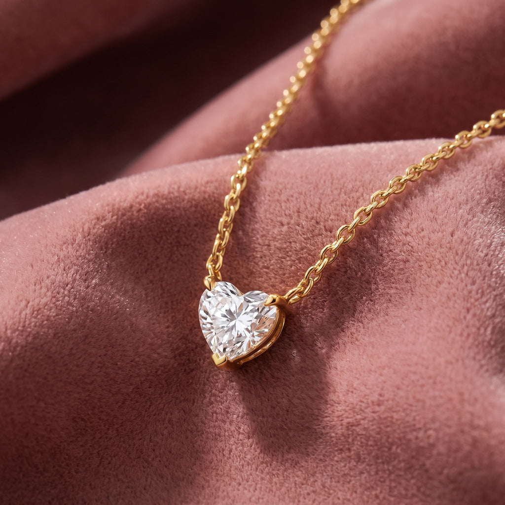 18K Solitaire Diamond Pendant — AI cloth, in-house