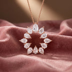 18K Floral Pear Diamond Pendant — AI cloth, in-house