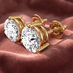 18K Solitaire Round Brilliant Diamond Earrings — AI cloth, in-house