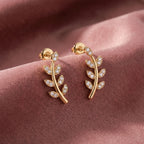 18K Leaf Diamond Earrings — AI cloth, in-house
