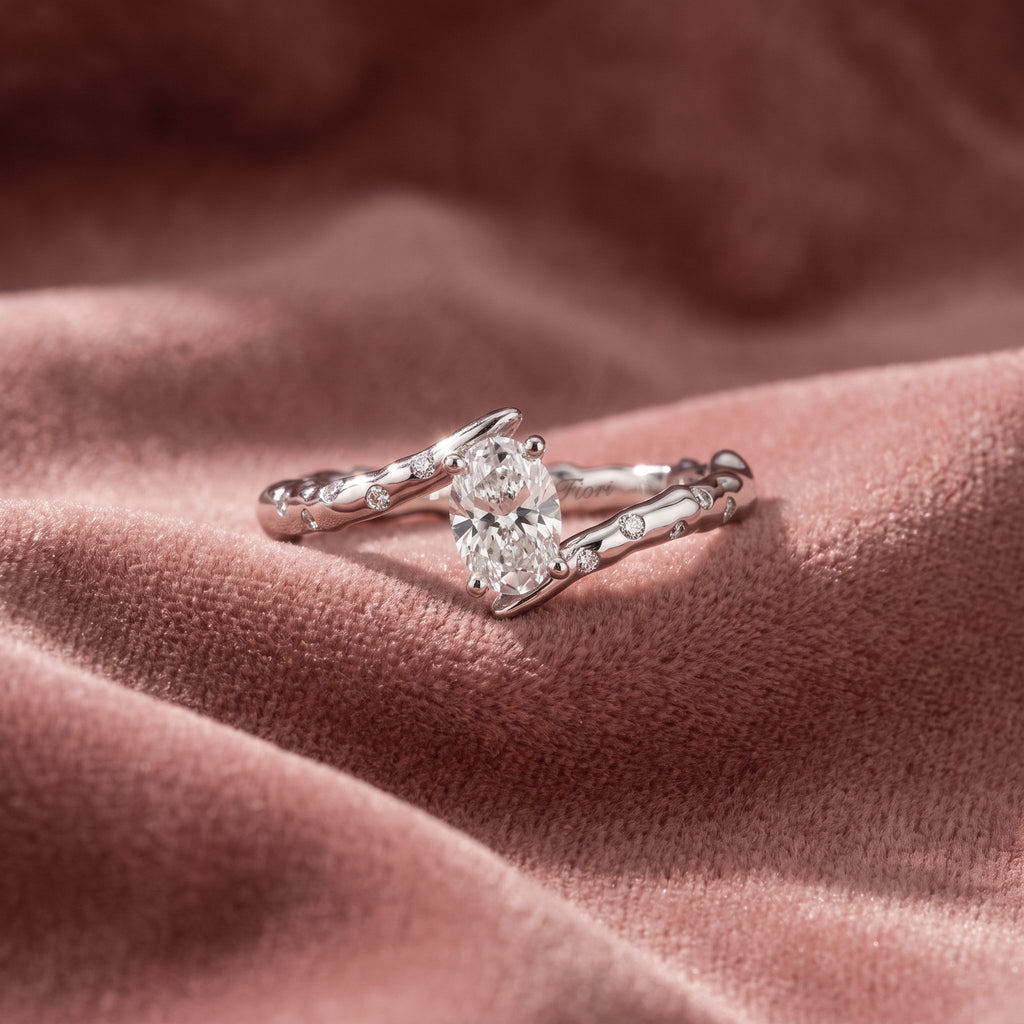 18K Solitaire Oval Diamond Ring — AI cloth, in-house