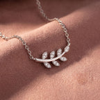 18K Floral Leaf Diamond Pendant — AI cloth, in-house