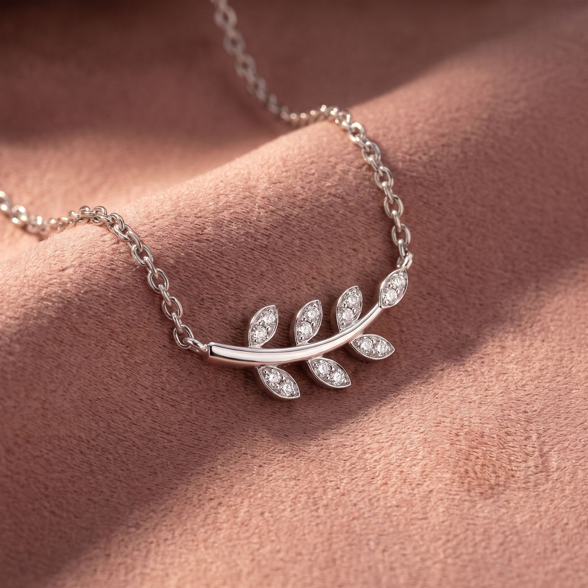18K Floral Leaf Diamond Pendant — AI cloth, in-house