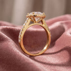 18K Halo Cushion Cut Diamond Engagement Ring — AI cloth, in-house