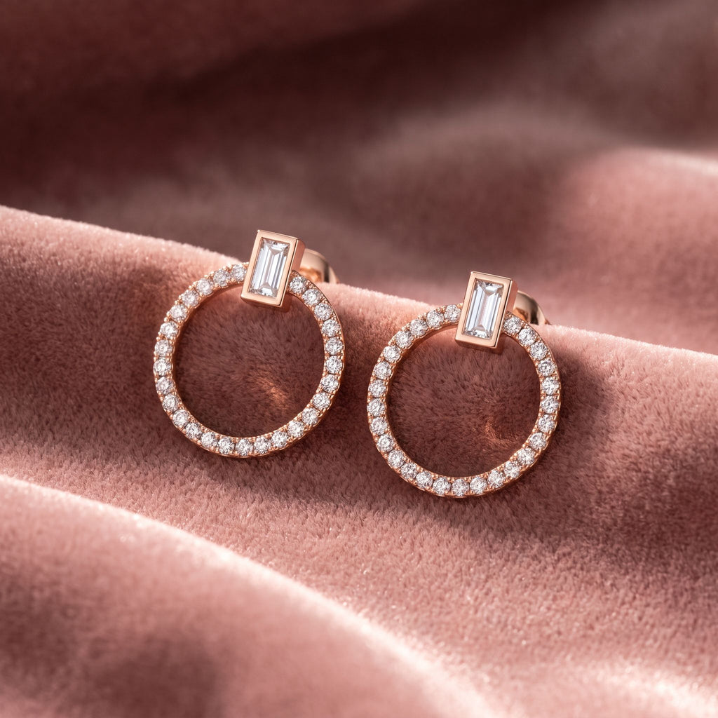 18K Round Diamond Hoop Earrings — AI cloth, in-house