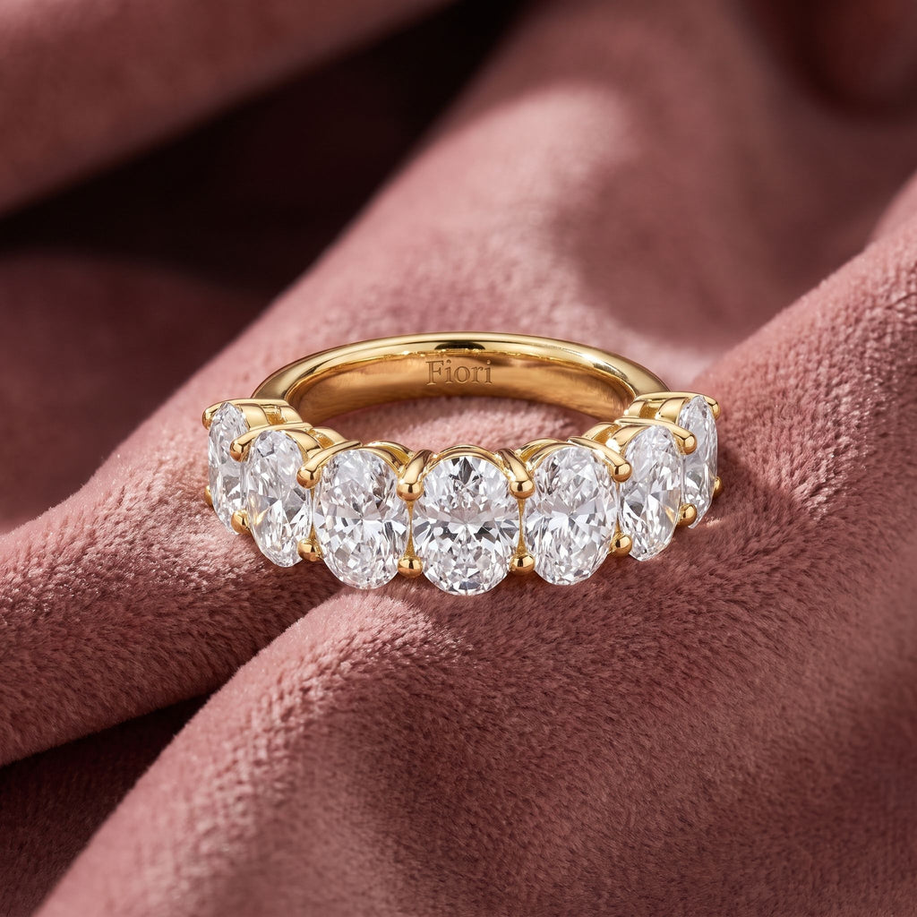 18K Half Eternity Oval Diamond Ring — AI cloth, in-house
