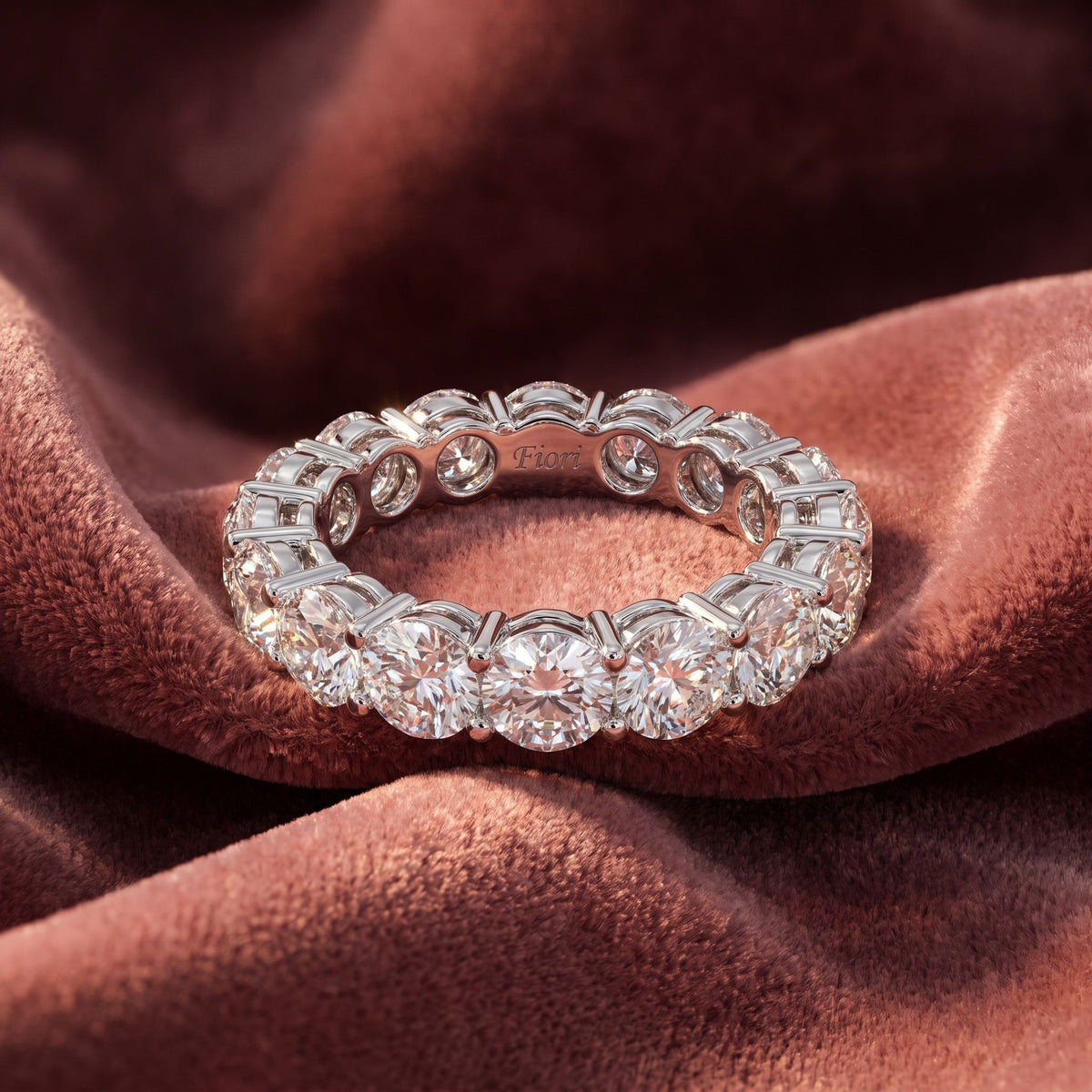 18K Full Eternity Round Diamond Ring — AI cloth, in-house