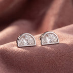 18K Half Moon Solitaire Diamond Earrings — AI cloth, in-house