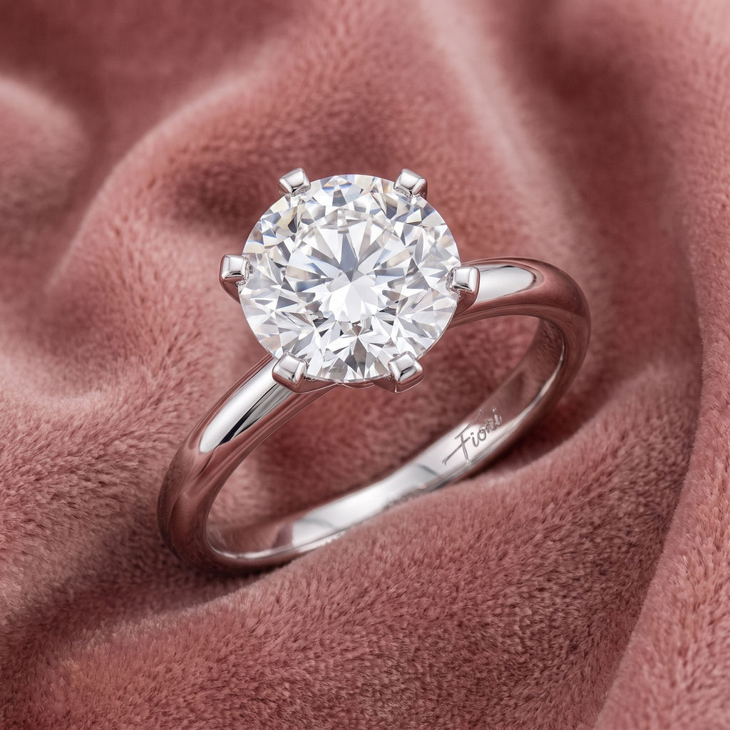 18K Solitaire Round Diamond Ring — AI cloth, in-house