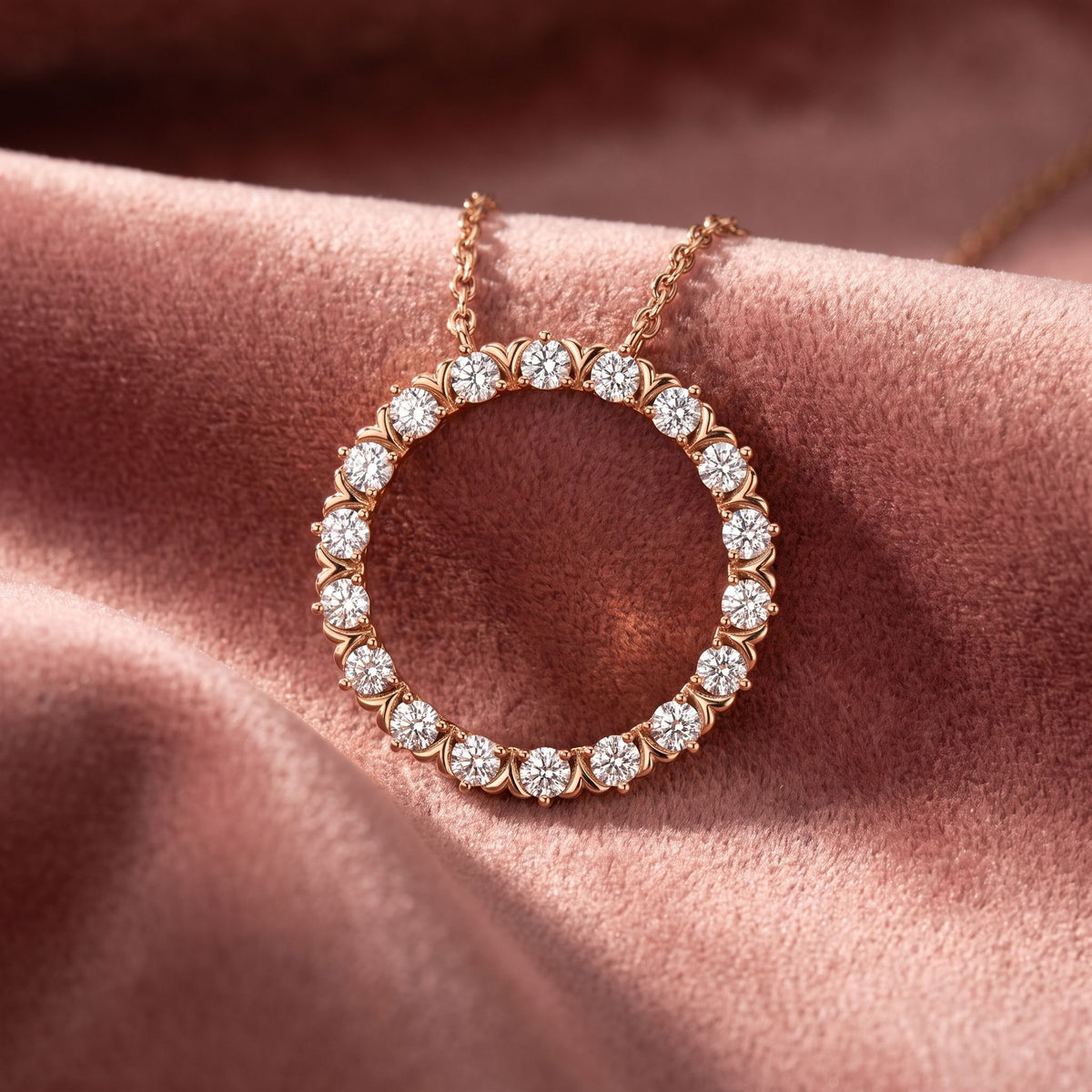18K Circle Round Diamond Pendant — AI cloth, in-house
