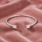 18K Emerald Cut Diamond Bangle — AI cloth, in-house