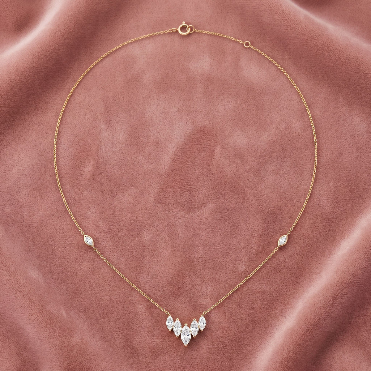 18K Minimalist Charm Diamond Necklace — AI cloth, in-house