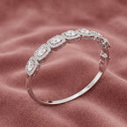 18K Halo Round Diamond Bangle — AI cloth, in-house
