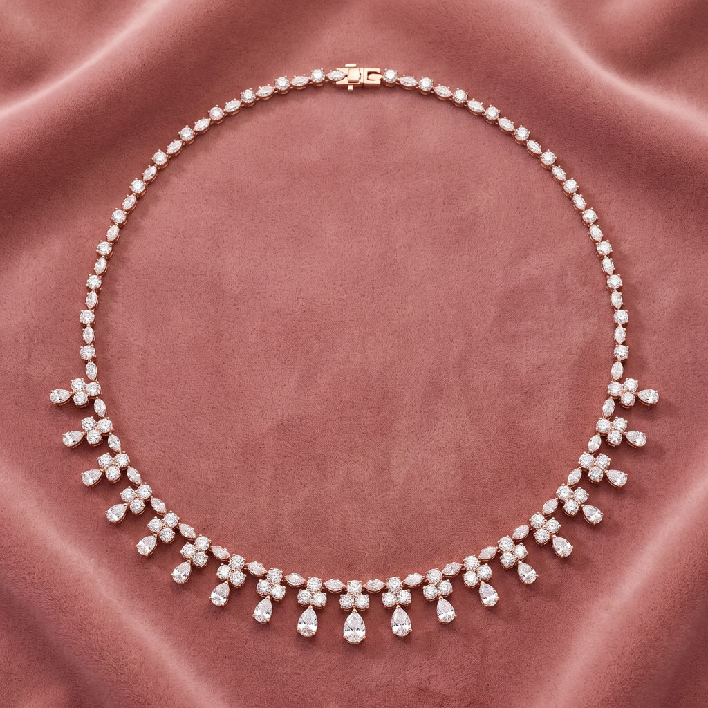 18K Minimalist Diamond Necklace — AI cloth, in-house