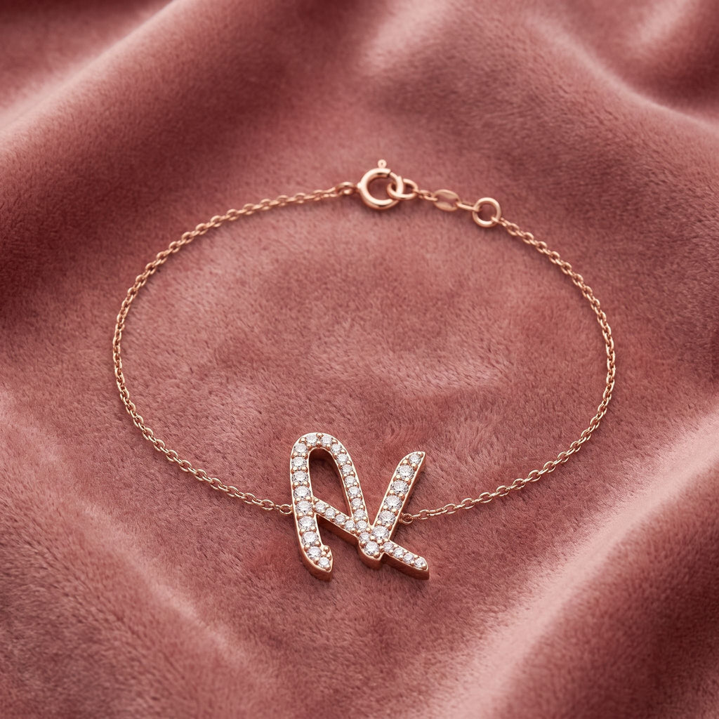18K Alphabet Diamond Bracelet — AI cloth, in-house