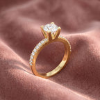 18K Round Brilliant Pavé Diamond Ring — AI cloth, in-house