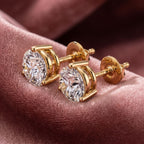 18K Solitaire Round Brilliant Diamond Earrings — AI cloth, in-house