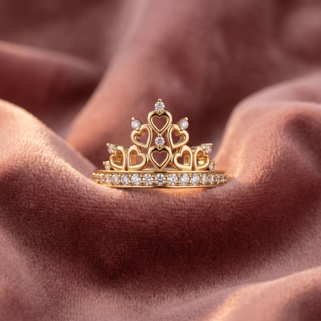 18K Bespoke Crown Diamond Ring — AI cloth, in-house