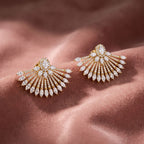 18K Fan Round Diamond Earrings — AI cloth, in-house