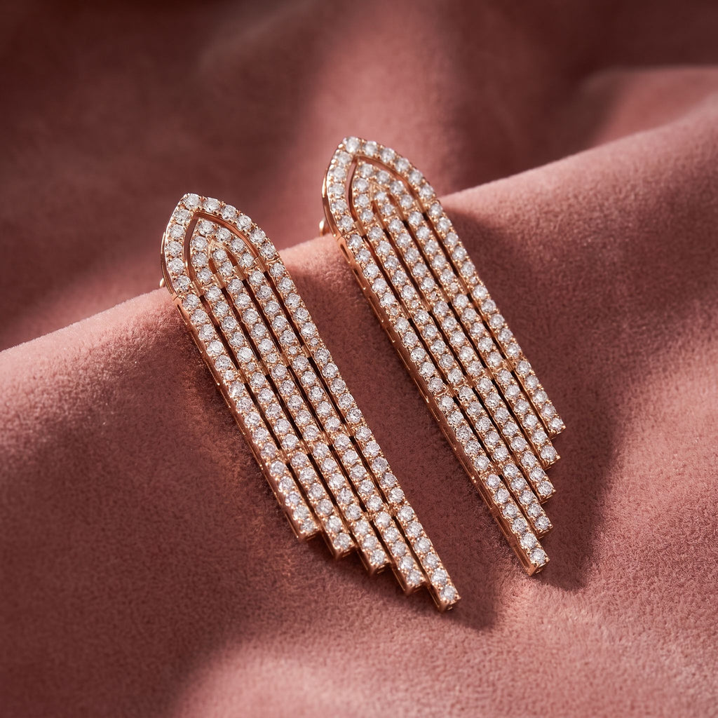 18K Bespoke Chandelier Diamond Drop Earrings — AI cloth, in-house