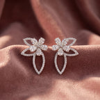18K Floral Round Diamond Earrings — AI cloth, in-house