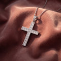 18K Cross Round Diamond Pendant — AI cloth, in-house