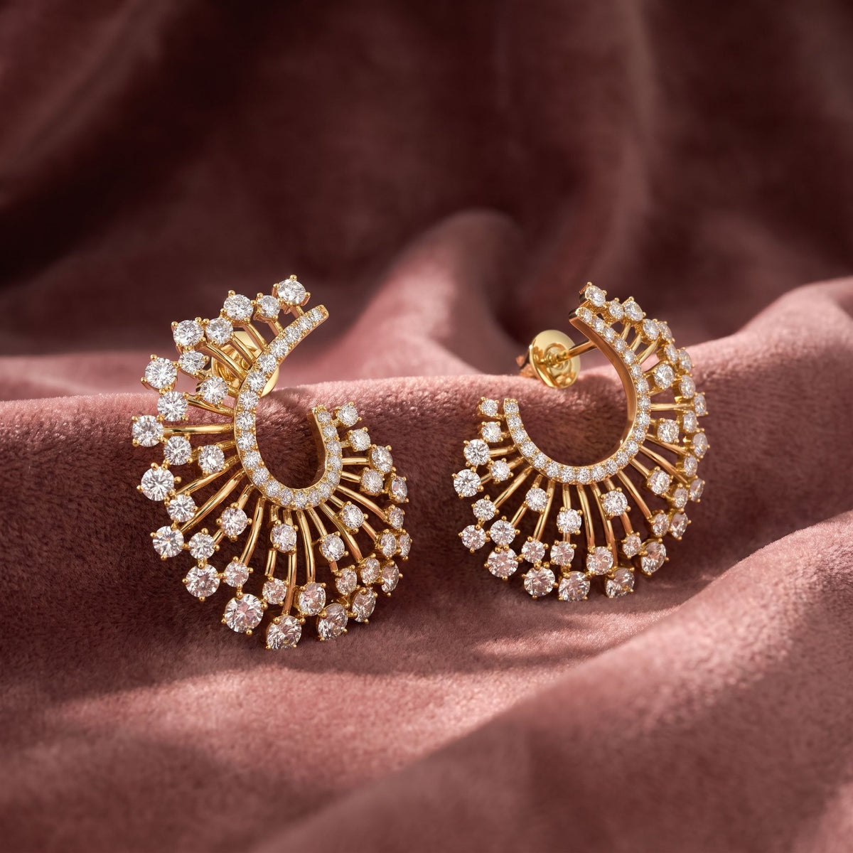 18K Fan Bespoke Diamond Earrings — AI cloth, in-house